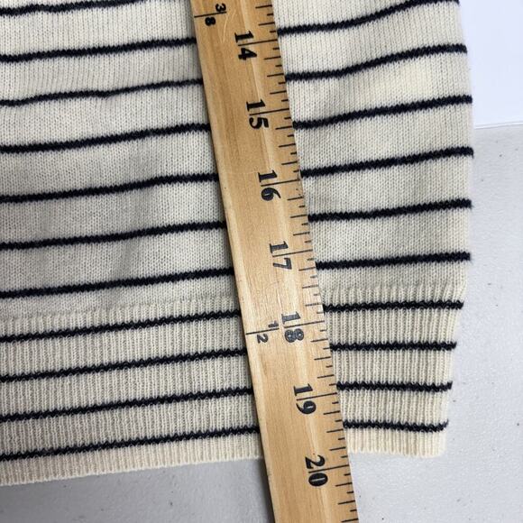 Joie Delbin Cold Shoulder Wool Cashmere Sweater Women’s M Striped Ivory Pullover - Picture 9 of 10